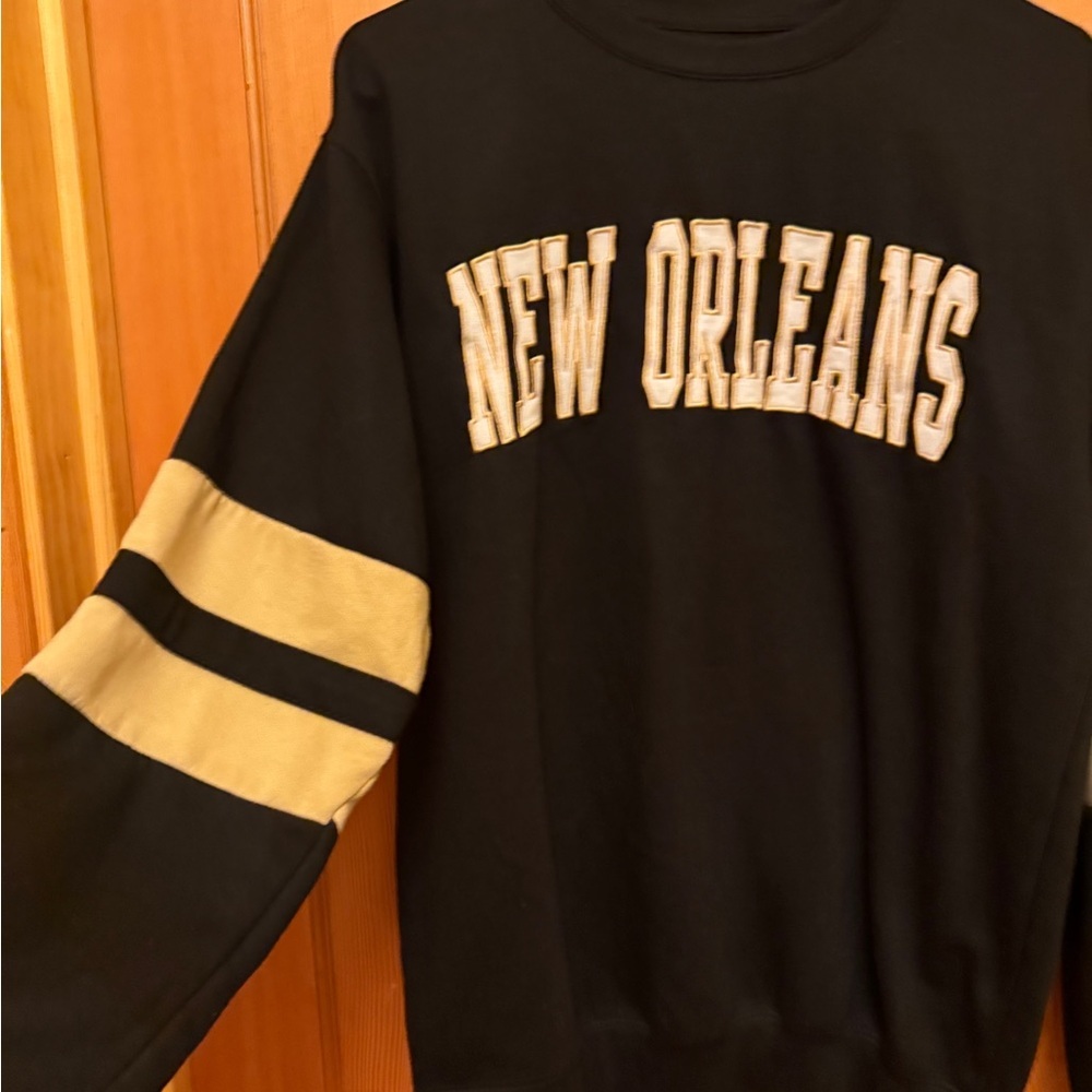 Black and Tan New Orleans Sweatshirt with Varsity Stripes NWOT - Picture 3 of 9